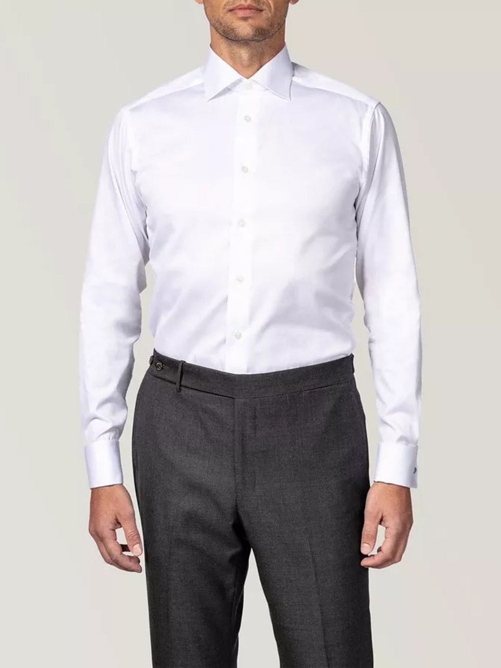 Eton Contemporary-Fit Twill French Cuff White Dress Shirt Size 17